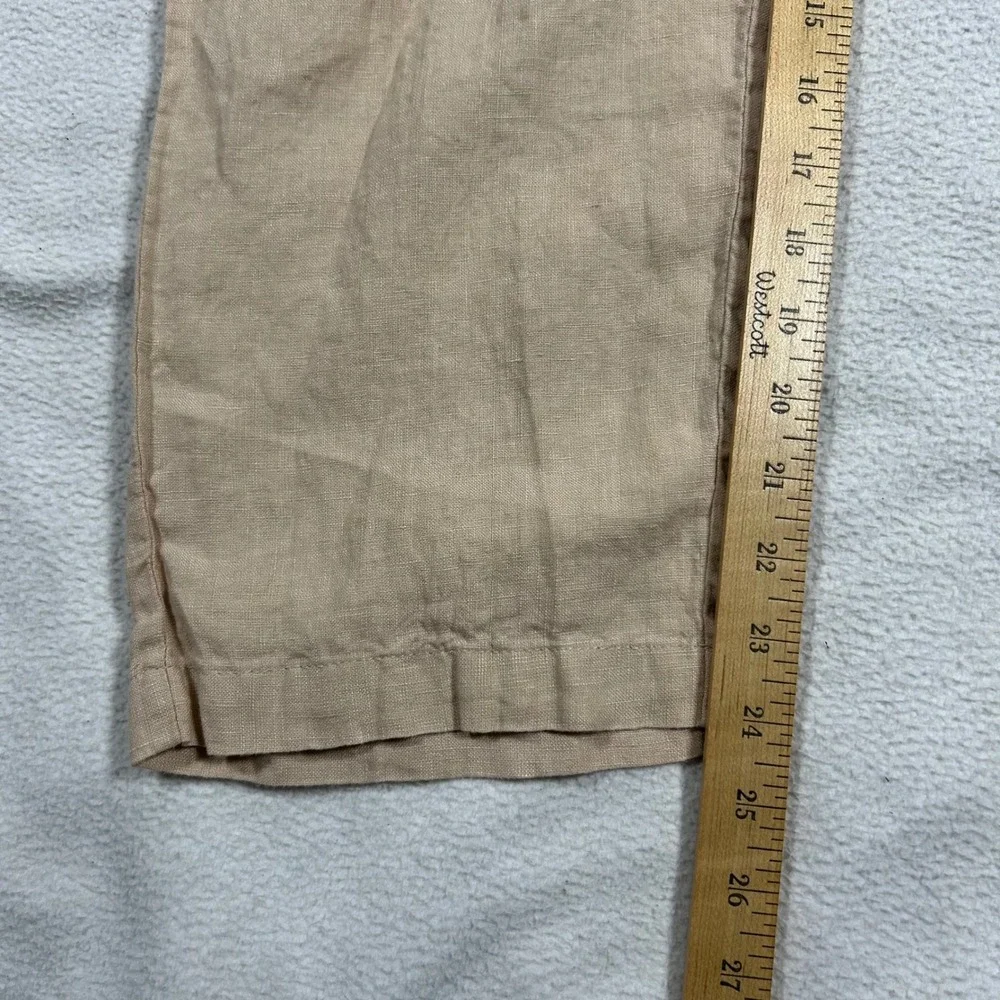 Quince Linen Pants Womens XS Tan Beige Elastic Waist Straight Leg Sustainable